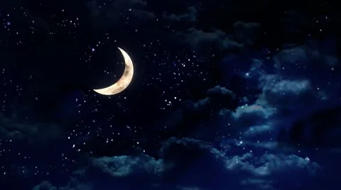 Clear half moon wide Stock Footage 10678018