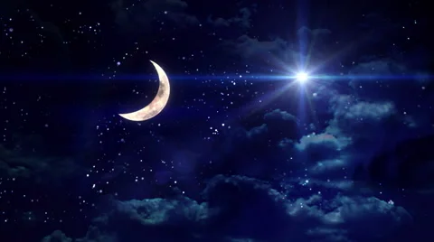 Clear half moon wide star Vídeo Stock 58850647