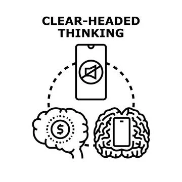 Clear headed thinking for financial focus and digital detox Иллюстрация