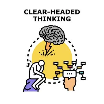 Clear headed thinking process achieving mental clarity Stock Illustration
