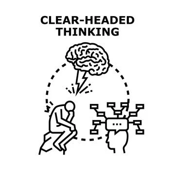 Clear headed thinking process achieving mental clarity Stock Illustration