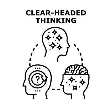 Clear headed thinking process finding solution idea Stock Illustration