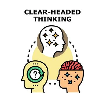 Clear headed thinking process finding solution idea Stock Illustration
