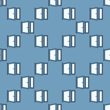 Clear House Window vector blue seamless pattern Ilustración de archivo