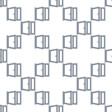 Clear House Window vector seamless pattern in outline style Ilustración de archivo