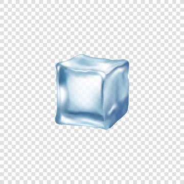 Clear ice cube in light blue colours realistic vector illustration isolated. Stock Illustration