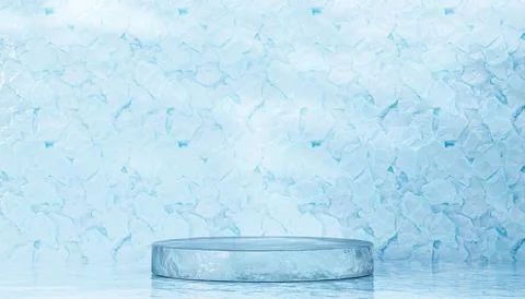 Clear Ice Platform, Product Presentation podium for Product Display on fros.. Stock Photos