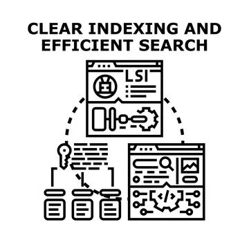Clear indexing and efficient search optimizing data Illustrazione stock