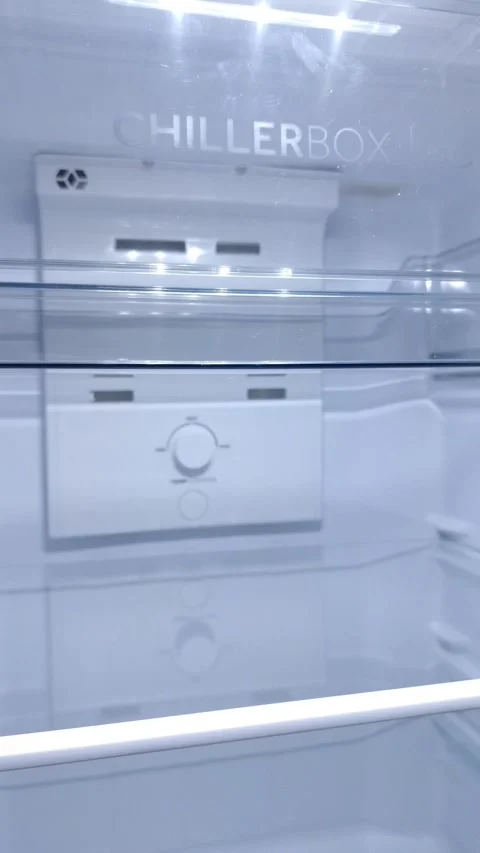 Clear interior shows modern chiller box with control panel Stock Footage 332259855