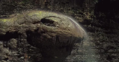 Clear Jungle River Flow Over Rocks with Soft Natural Movement Aerial Stock Footage 332607129