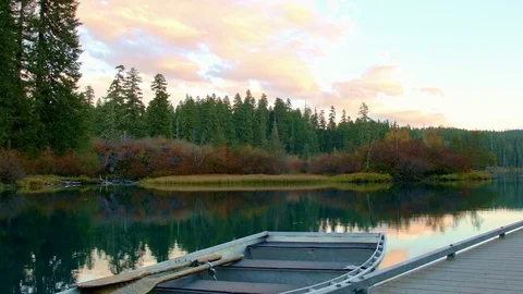 Clear lake driftboat sunset 2 McKenzie River Valley Oregon 23 Stock Footage 81605154