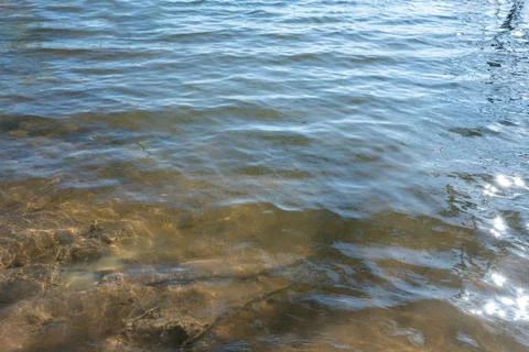 Clear Lake Water Surface Texture Sunny Day Ripples Tranquil Scene Natural 库存照片