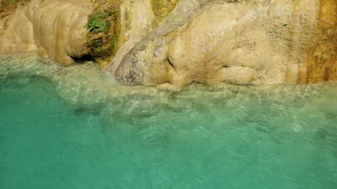 A clear limestone river with a turquoise color Stock Footage 321321209