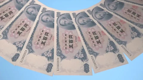 Clear Looping Design 500 Yen Curency of  Japan Stock Footage 305968378