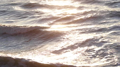 Clear mediterranean sea with waves driven by wind at sunset in Corfu Greece. Stock Footage 279554387