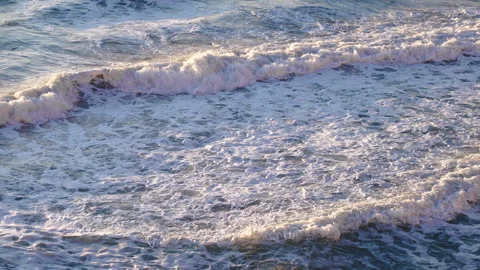 Clear mediterranean sea with waves driven by wind at sunset in Corfu Greece. Stock Footage 279555590