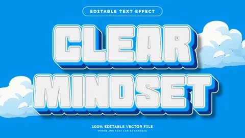 Clear Mindset cartoon games 3d editable text effect Illustrazione stock