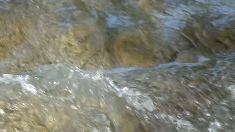 Clear mountain river cascade flowing over rocks in pristine natural landscape Stock Footage 336878017