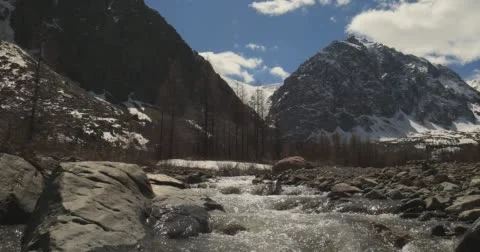 Clear mountain river spring day, the ripples on the water. 4K resolution. Stock Footage 62920169