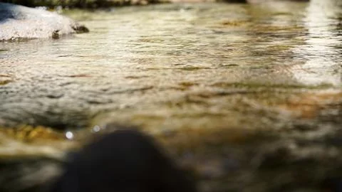 Clear Mountain Stream Flowing Between Natural Rocks Stock Photos