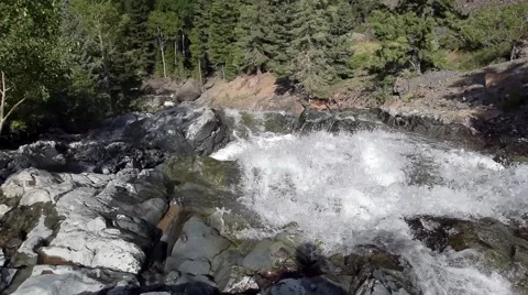 Clear mountain waterfall high in the San Juan mountains of Colorado. Stock Footage 53373610