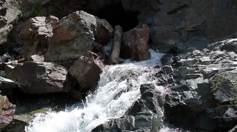 Clear mountain waterfall high in the San Juan mountains of Colorado. Stock Footage 53373633