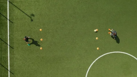 The clear movements of the two players when serving the ball. Sports Stock Footage 106375920