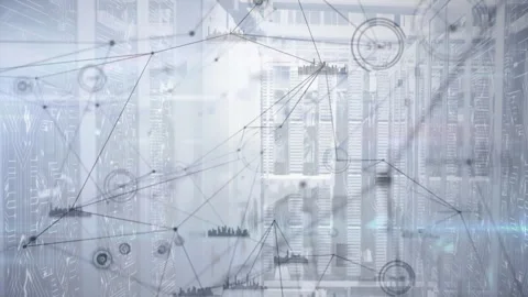 Clear network diagram expanding when node cluster glowing nodes connecting, bar Video stock 311138810