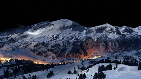 Clear night in the ski resort Stock Footage 53261115