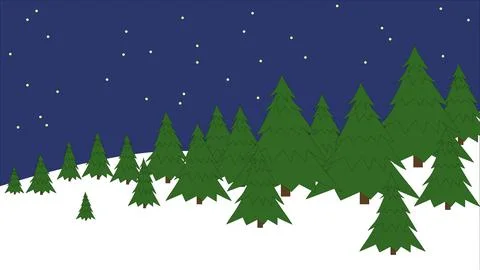 Clear night sky over the trees, forest landscape, flat color illustration at  Illustrazione stock