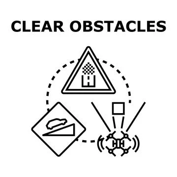 Clear obstacles concept with scanning device and road signs Stock Illustration