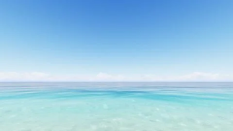 Clear ocean blue sky 3D render Stock Illustration