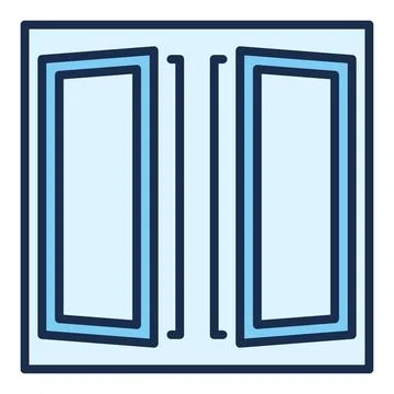 Clear Opened Window vector blue icon or sign Ilustración de archivo