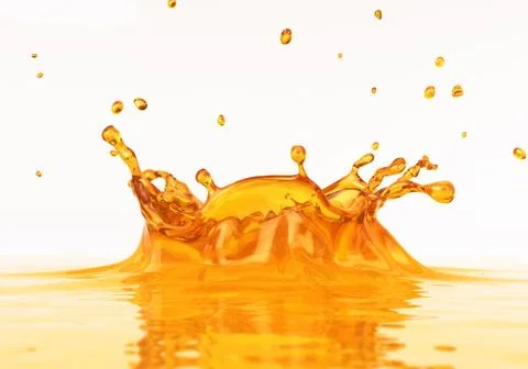 Clear Orange juice splash close up. Stock Illustration