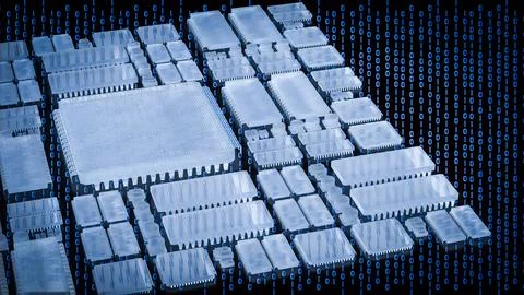 The clear pcb board on digital background  for technology concept 3d renderin Stockfoto's