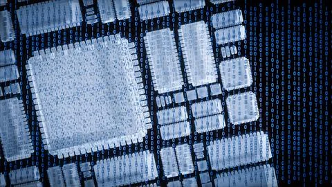 The clear pcb board on digital background  for technology concept 3d renderin Stockfoto's