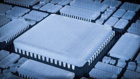The clear pcb board on digital background  for technology concept 3d renderin Stockfoto's