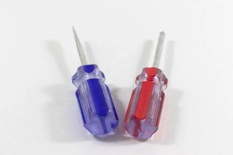 Clear perspective shoot of small size default screwdrivers Stock Photos