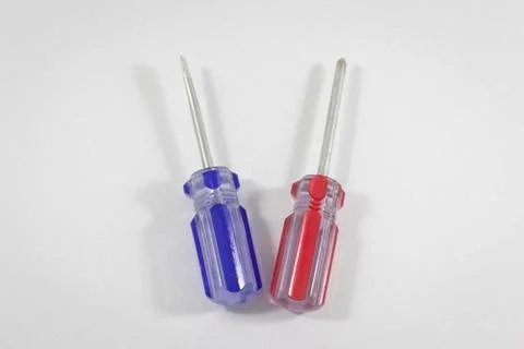 Clear perspective shoot of small size default screwdrivers Stock Photos
