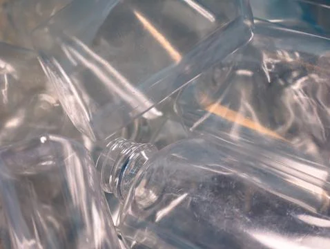 Clear PET Bottles Ready for Reprocessing. Stock Photos