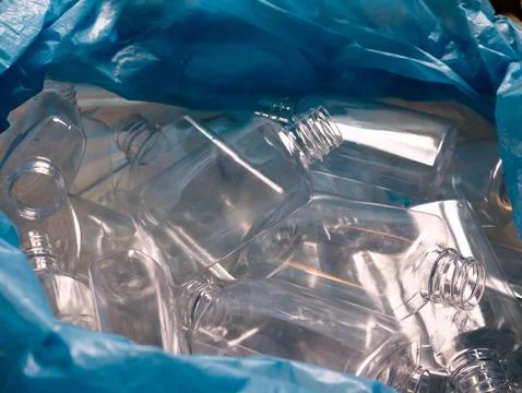 Clear PET Bottles Ready for Reprocessing. Stock Photos