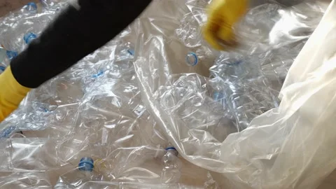 Clear plastic bottles, Collection and manual sorting for recycling. Waste Vídeo Stock 229593396