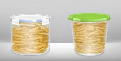 Clear plastic bucket front and top view Stock Illustration