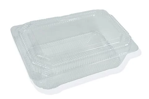 Clear plastic container designed for food storage, perfect for takeout or m.. Stock Photos