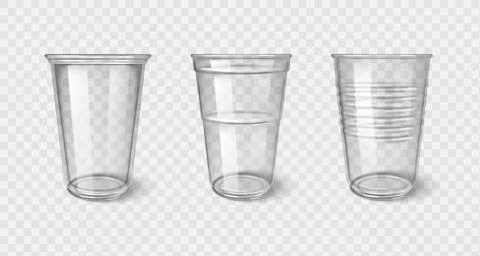 Clear plastic disposable cups collection Stock Illustration
