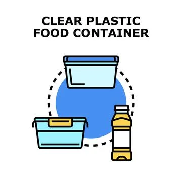 Clear plastic food container for keeping meal fresh 스톡 일러스트