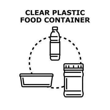 Clear plastic food containers storage packing concept Stock Illustration