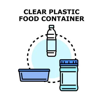 Clear plastic food containers storage packing concept Stock Illustration