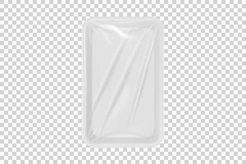 Clear plastic packaging with diagonal lines on a white background Stock Illustration