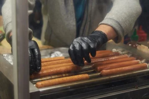 Clear plastic shield for preventing the spread of Coronavirus COVID-19 fast food Stock Photos